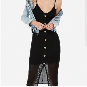 Express ribbed front button Midi dress